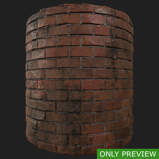 PBR substance material of wall bricks dirty created in substance designer for graphic designers and game developers