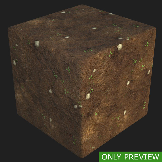 PBR substance material of forest ground created in substance designer for graphic designers and game developers