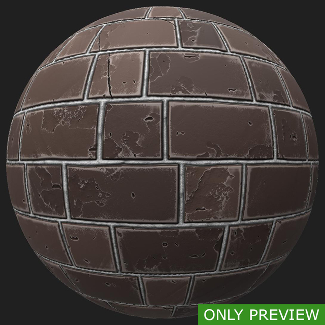 PBR substance material of wall brick old created in substance designer for graphic designers and game developers.