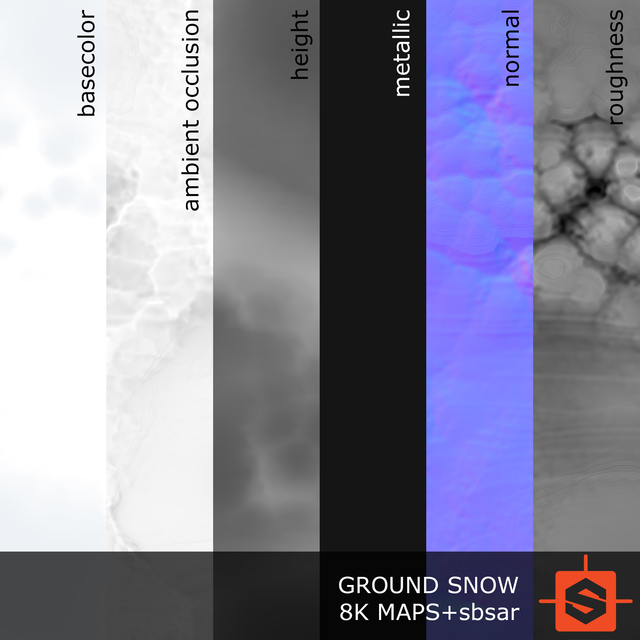 PBR substance material of ground snow created in substance designer for graphic designers and game developers