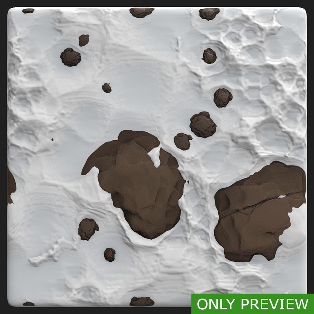 PBR substance material of ground snowy stones created in substance designer for graphic designers and game developers
